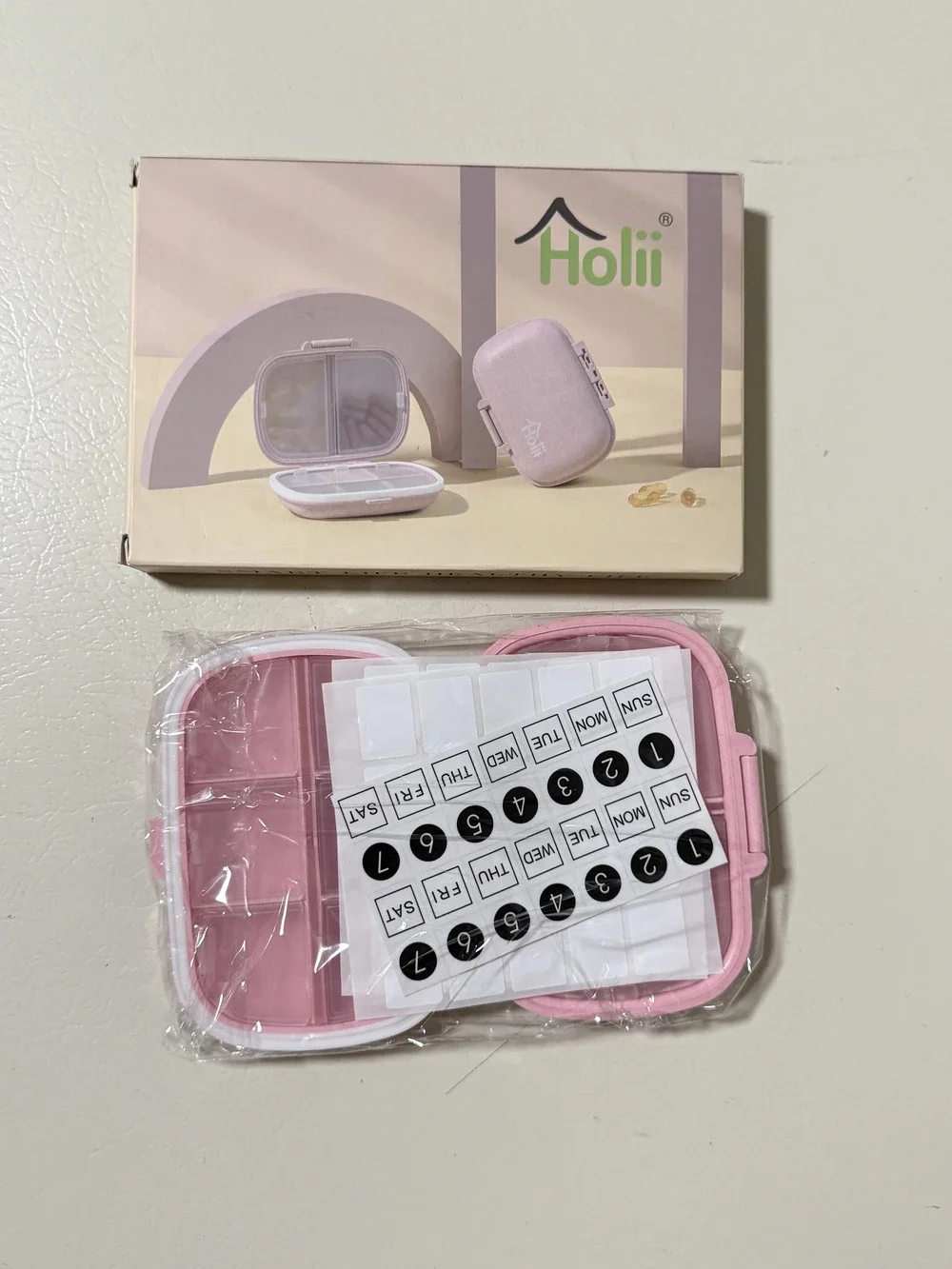Daily Pill Organizer Pink 8 Compartment Travel Medicine Case Weekly
